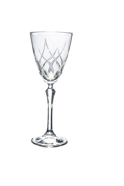 KCD Melodi Cut Hand Decor Gilded Patterned Glass 6 Pieces Glass Goblet with Foot