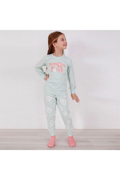 ROLY POLY Rp2951-2 Natural Power Written Pajama Set 2-8 Years Mint Green
