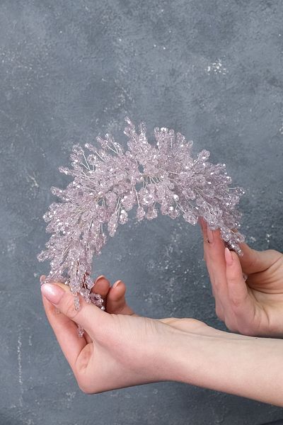 Hobigram Lilac Nilsa Mărgele Henna Coroană de mireasă și accesoriu turban – Coroană, piatră de cristal, model elegant, coroană de mireasă