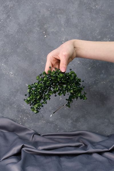 Hobigram تاج زفاف من الزمرد الأخضر المينا ذو صنعة متقنة - تاج، حجر كريستال، موديل أنيق، تاج زفاف -