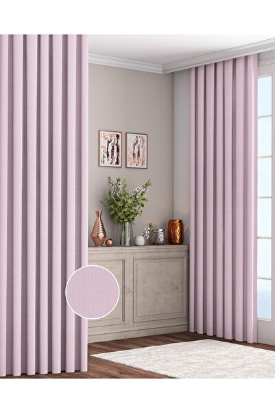 Altındaş Tekstil Keten Fon Perde Ekstrafor Büzgülü (PİLESİZ) Tek Kanat Toz Pe...