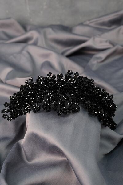 FdayAksesuar Accesoriu de mireasă Negru Nilsa cu mărgele Henna Coroană de mir...