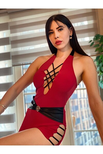 KAYAHAN COLLECTION Beli Toka Detaylı Yanları Biyelı Kadın Kısa Tulum