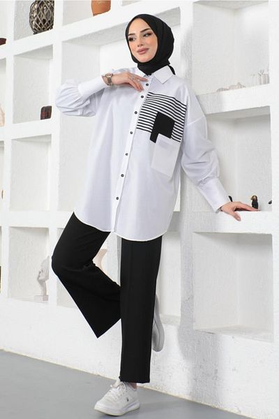 benguen 61543 Shirt with Front Pocket White