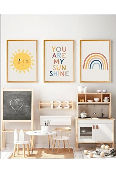 TRENDPOSTER "güneş Temalı Çocuk Odası" Çerçeve Görünümlü Duvar Tablosu