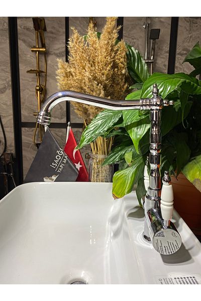 İSAOĞLU YAPI Purified Kitchen Faucet 3 Way Sink Tap Rustic Purified Kitchen Faucet Silver Color