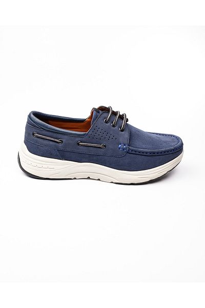 JAMES FRANCO 697 Men's Laced Nubuck Leather Shoes Navy Blue