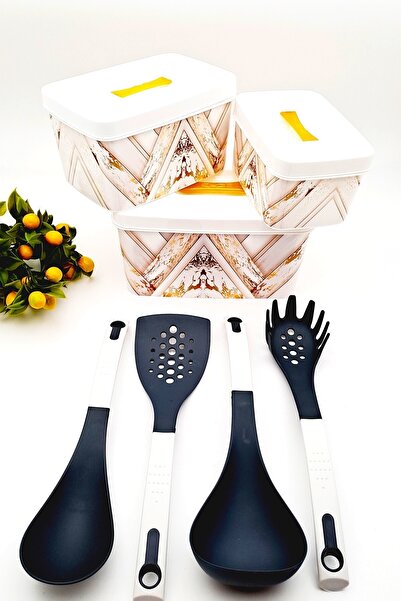 Mrsstore Mrs Store Storage Container Multi-Purpose Box and Serving Ladle Spoon Luxury Stylish 7-Piece Dowry Set