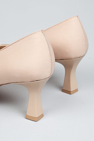 Adım Adım Women's Nude Satin Stone Detailed 6 Cm Classic Heeled Shoes