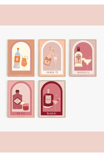 The Istanbul Event 5'li Pastel Çerçevesiz Poster Seti - Aperol Spritz - Frenc...