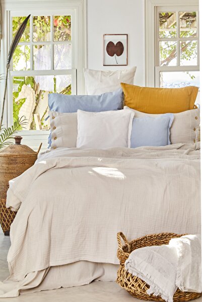 Karaca Home 4 Element Açık Gri %100 Pamuk Çift Kişilik Yatak Örtüsü Hava