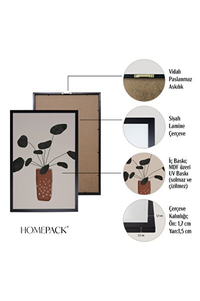 HOMEPACK Siyah Lamine Çerçeveli 3'lü Tablo Seti Hpn129