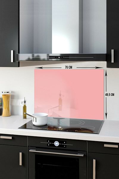 Decorita Protector de spate pentru aragaz din sticla |   Culoare uni - Somon |   49,5 cm X 76 cm
