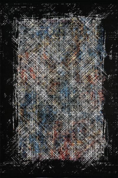 RUGSMODERN Mira Black 2047 Siyah Geometrik Renkli Çizgi Desenli Halı