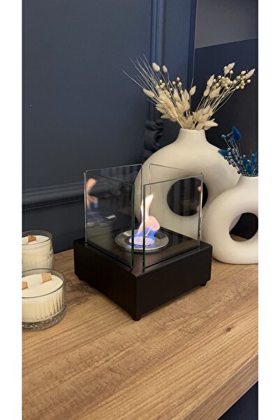 Genel Markalar Mini Elegance Bioethanol Bacasız Siyah Masaüstü Şöminesi, Deko...