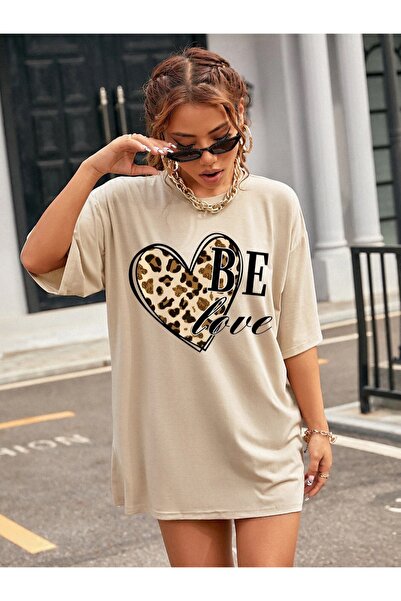 Machetta Μπλουζάκι με μοτίβο Leopard Heart Be Love Printed Oversize