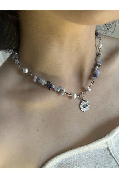 Lullaby Sodalit-kalsedon Vintage Fairycore Y2k Tasarım Hediyelik Kolye