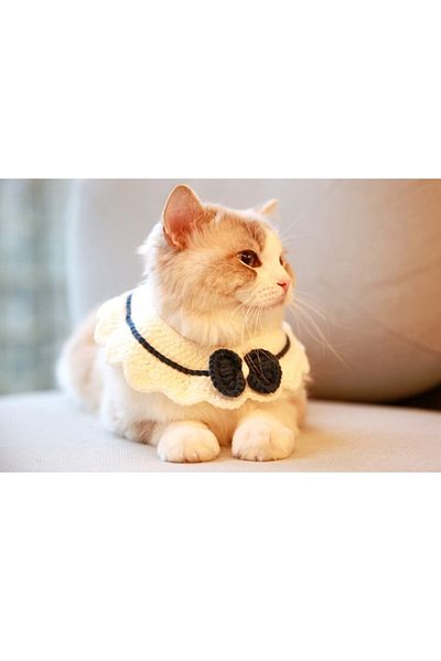 ayörme Cat Dog Neck Collar Bow Tie Patterned Knitted Neck Collar Apron