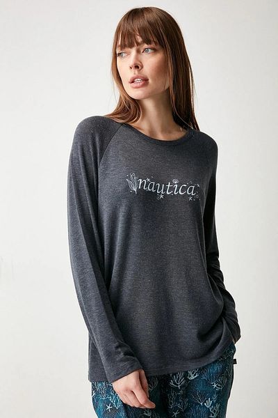 Nautica طقم بيجامة نسائية بأكمام طويلة وناعمة W410