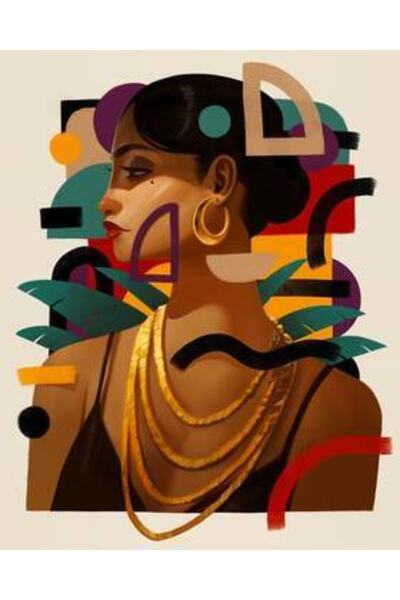 kendinyaphobi Sayılarla Boyama Seti Çerçeveli Kasnaklı Süslü Kadın 40x50 Cm