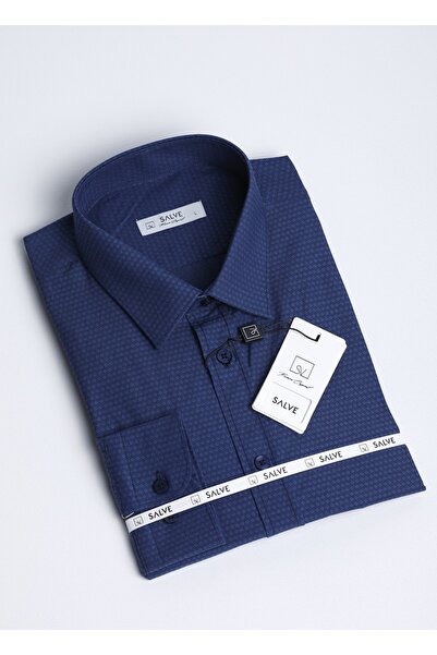 Erkek Gömlek %100 Pamuk Slim Fit Premium Serisi Jakarlı Lacivert Renkli 22110