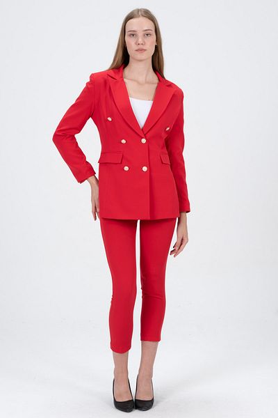 diaves Jachetă de damă cu flori de rodie, cu buzunare, pantaloni, pantaloni