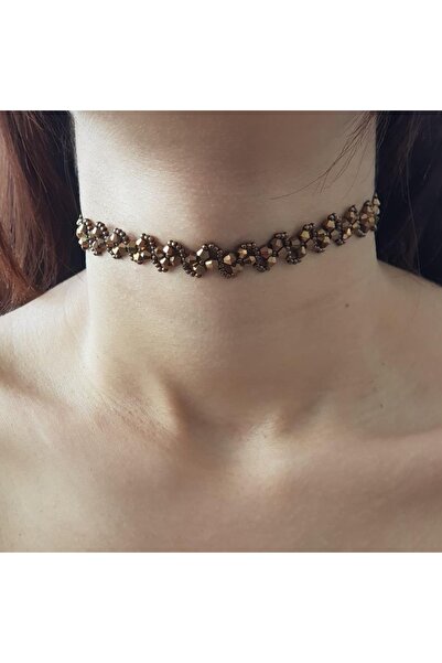 Handmade By HLY Handmade Crystal Stone Detailed Choker Set Necklace & Bracelet