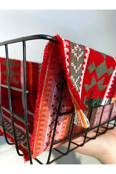 Home Art Nova Ethnic Carpet Patterned Wicker Wire Basket Decorative Shelf Organizer Bohemian
