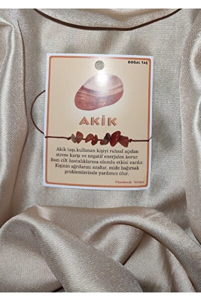| Akik Doğal Taş Nazar Karabasan Korkaklık Uykusuzluk Özel Unisex Bileklik
