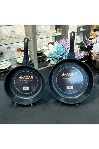 ACAR Elegance Fireproof Non-Stick Diamente Black Pan Set 2 Pieces 28cm 32cm