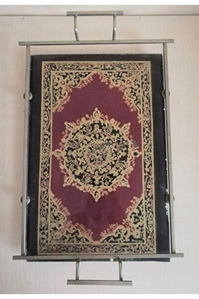 SANAT TACİRİ Vintage Metal Çerçeveli Cam Tepsi