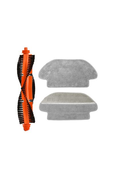 robotyedek Xiaomi Mop Pro Styj02ym (أبيض) - مجموعة الفرشاة الرئيسية المتوافقة والممسحة - 3 قطع
