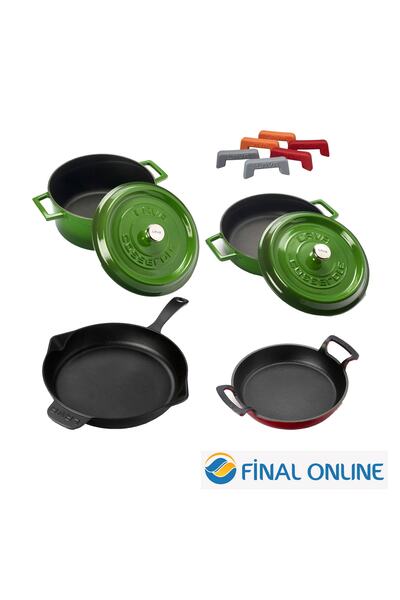 Lava Döküm 4 Parça Tencere Tava Seti Trendy + Silikon Tutacak