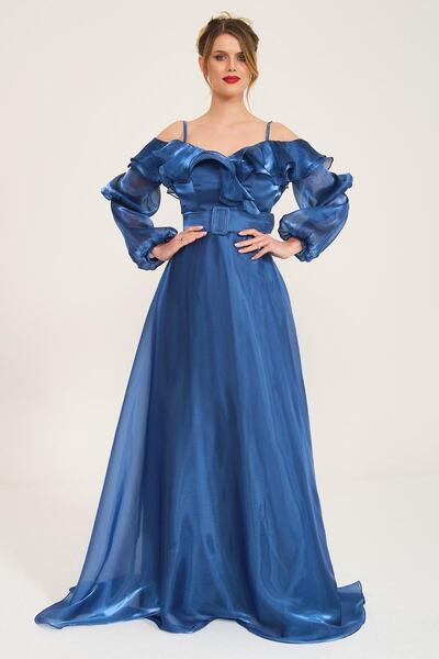 SpringStore Rochie de seară cu mâneci cu balon Indigo