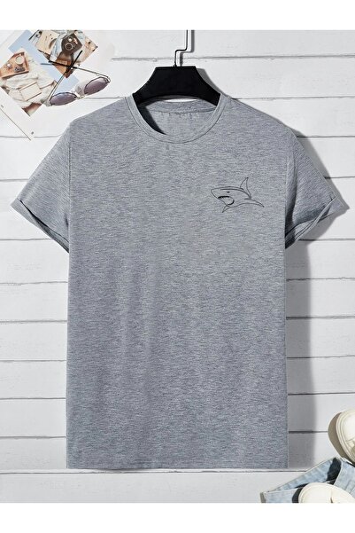 Deocept Унісекс мінімалістична футболка - з принтом акули