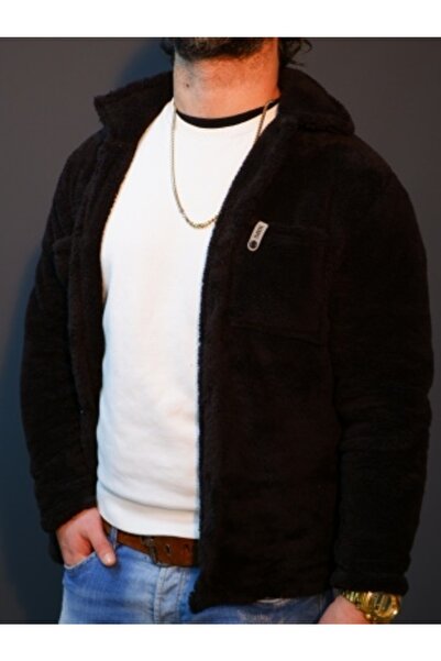 S&R FASHION Μαύρο βελούδινο στήθος δερμάτινο μπουφάν με ετικέτα με κουμπιά