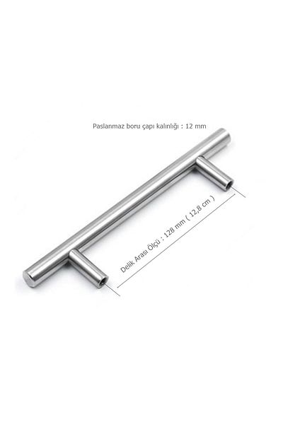 EYM Aluminum Stainless Inox 128 Mm Furniture Size Handle Diameter: 12 Mm