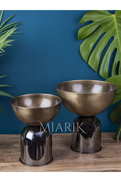 MIARIK DESIGN & DEKORASYON Dekoratıf Eskıtme Vazo Saksı Kase 2lı