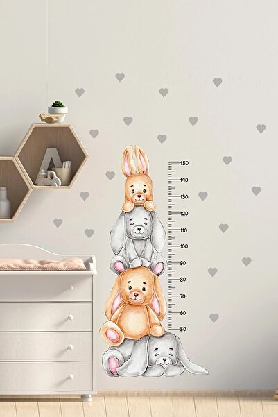 PANDA SOKAĞI Cheerful Rabbit Brothers Height Gauge Wall Sticker