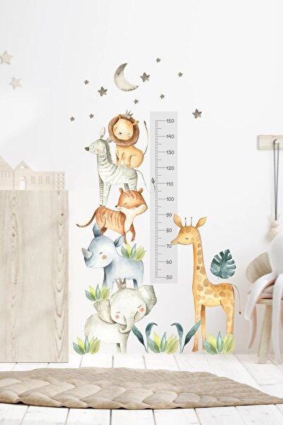 PANDA SOKAĞI Adventurous Animals Height Meter Wall Sticker Set