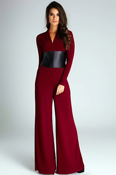 MissKybele Büyük Beden Ispanyol Paça Detaylı Dik V Yakalı Önü Fermuarlı Likra...