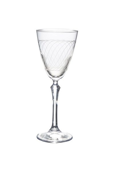 KCD Linda Cut Hand Decor Gilded Patterned Glass 6 Pieces Glass Goblet with Foot