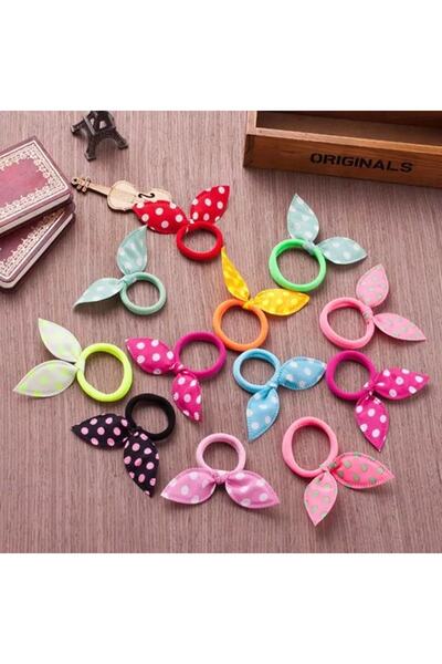 MutluBiDünya Lily 10 Adet Tavşan Kulak Lastik Tokası