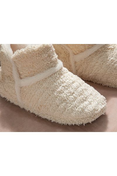English Home Μπεζ γυναικείες μπότες για το σπίτι - Soft Stripe βελούδινο, Μοντέλο 39