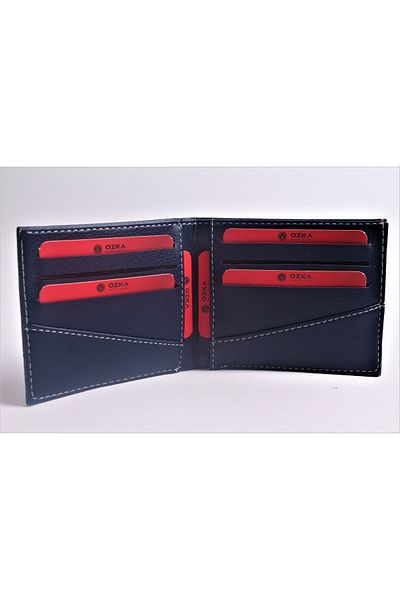 Ozka Leather Collection Μαύρο ριγέ μοντέλο πορτοφόλι
