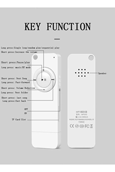 JUNGLEE Bluetooth Lu Mp3 Player Dahili Hoparlör Kablolu Ve Kablosuz Kulaklık Ile Kullanabilme Mini Mp3 Çalar