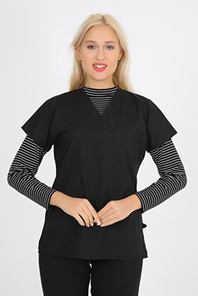 ModaCanel Μόδα μπλούζα Canel Crop Lycra Μαύρο και άσπρο ριγέ εσώρουχο