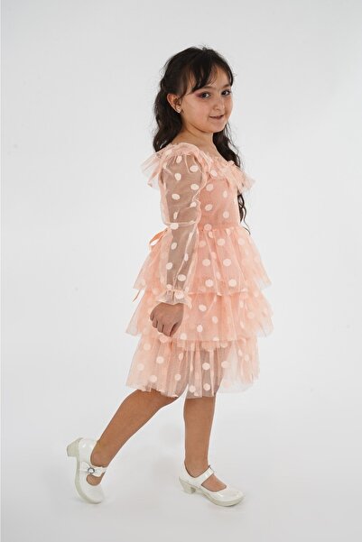 HMZ GOLD Tek Kollu Puantiyeli Elbise- Mezuniyet-dogum Günü Ve Kutlama Elbise