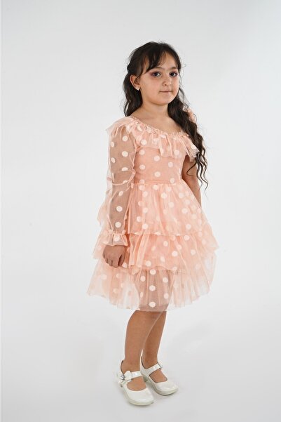 HMZ GOLD Tek Kollu Puantiyeli Elbise- Mezuniyet-dogum Günü Ve Kutlama Elbise