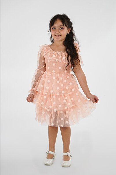 HMZ GOLD Tek Kollu Puantiyeli Elbise- Mezuniyet-dogum Günü Ve Kutlama Elbise